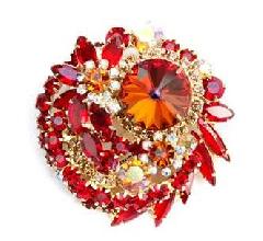 Red Navettes Rivoli/Margarita Brooch