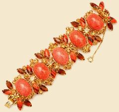 Orange Cabochons Spotted Bracelet 5 Link