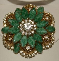 Green Navettes Brooch