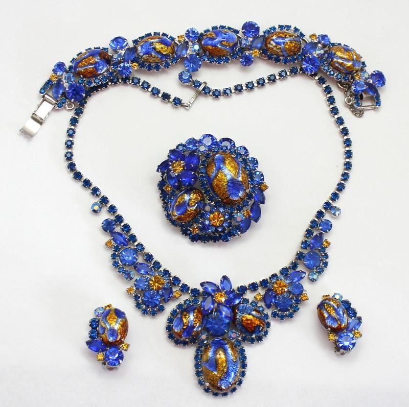Front view of Blue Cabochons Multi-Color/Shaded Brooch
