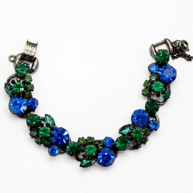 Front view of Blue Navettes Bracelet 5 Link