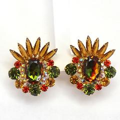 Fall Oval Multi-Color/Shaded Earrings Clip