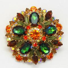 Fall Oval Multi-Color/Shaded Brooch