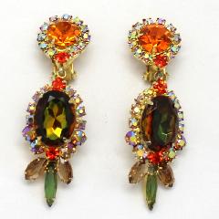 Fall Oval Multi-Color/Shaded Earrings Clip