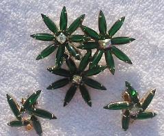 Green Navettes Brooch
