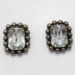 Clear Emerald Cut Earrings Clip