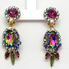 Purple (cardinal) Oval Multi-Color/Shaded Earrings Clip