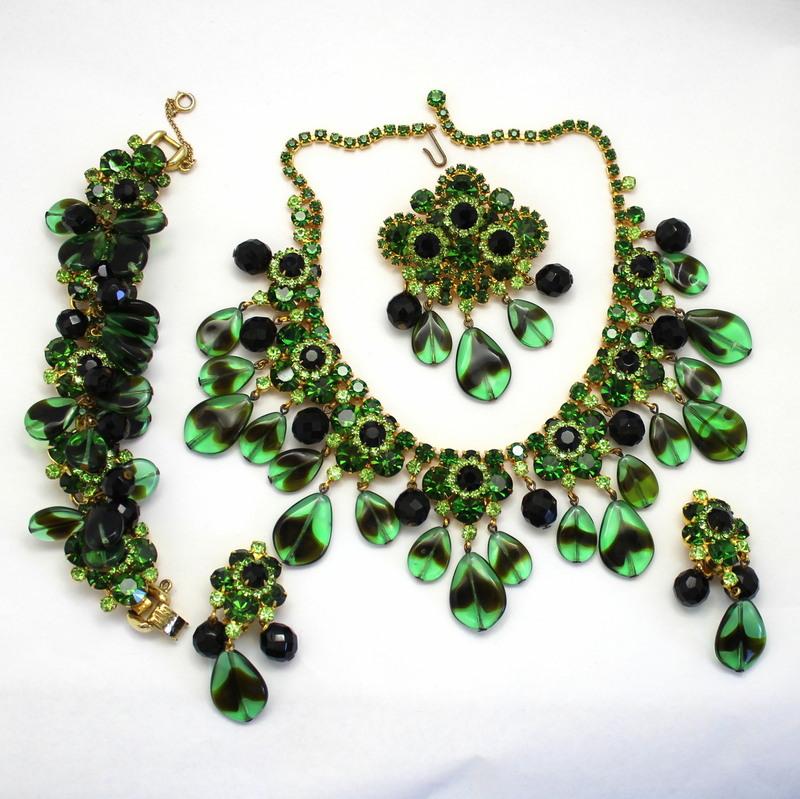 Front view of Green Chatons Only Brooch