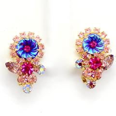 Pink Navettes Molded/Cut Earrings Clip