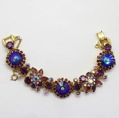 Purple (cardinal) Navettes Rivoli/Margarita Bracelet 5 Link