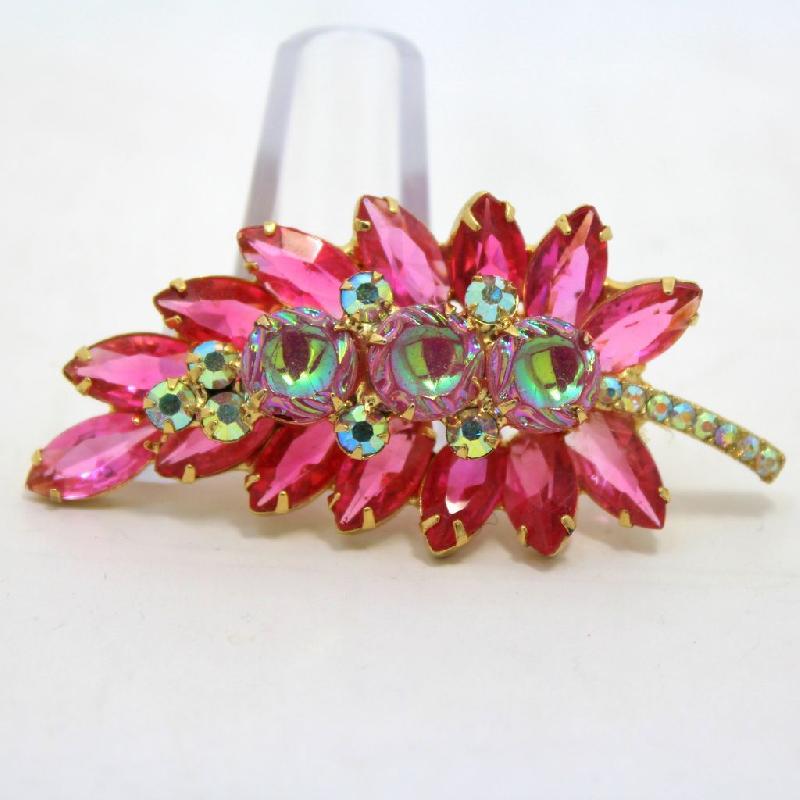 Front view of Pink Scooped Molded/Cut Brooch