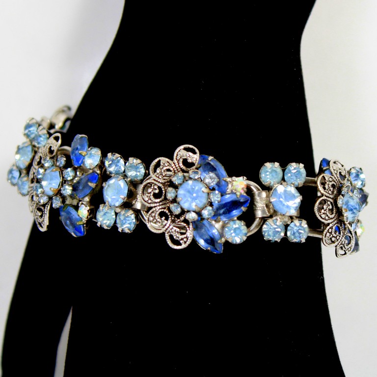 Front view of Blue Chatons Only Bracelet 5 Link