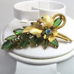 Green Navettes Brooch