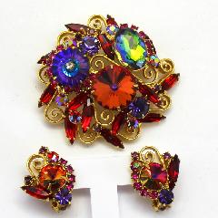 Red Oval Rivoli/Margarita Earrings Clip