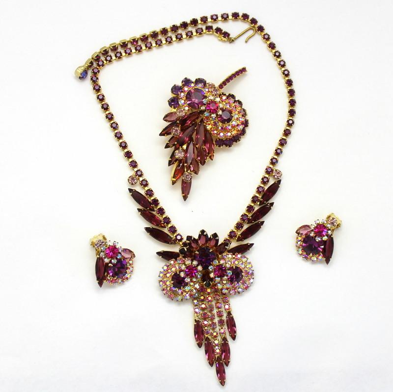 Front view of Purple (cardinal) Navettes Earrings Clip