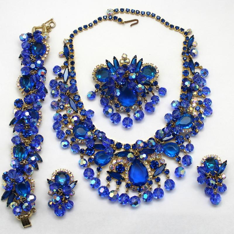 Front view of Blue Pear Pin Pendant