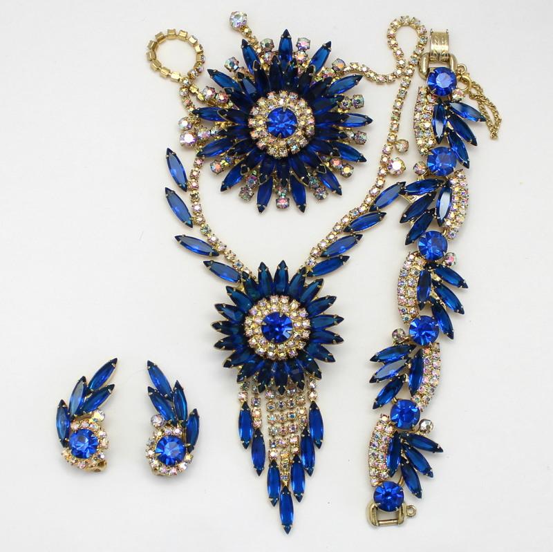 Front view of Blue Navettes Bracelet 5 Link