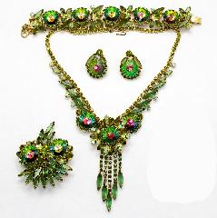 Green Navettes Rivoli/Margarita Necklace