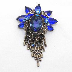 Blue Oval Multi-Color/Shaded Brooch