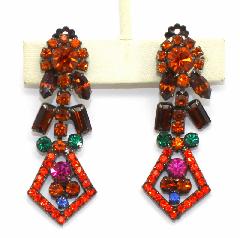 Orange Baguettes Earrings Clip