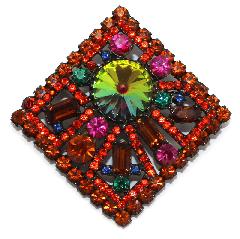 Orange Baguettes Rivoli/Margarita Brooch