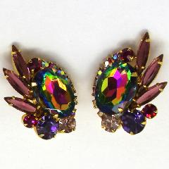 Purple (cardinal) Oval Multi-Color/Shaded Earrings Clip