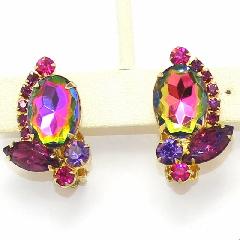 Purple (cardinal) Oval Multi-Color/Shaded Earrings Clip