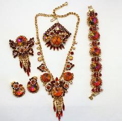 Red Navettes Rivoli/Margarita Necklace
