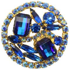 Blue Emerald Cut Multi-Color/Shaded Brooch