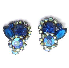 Blue Navettes Earrings Clip