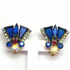 Blue Triangle Earrings Clip