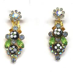 Blue Navettes Spotted Earrings Clip