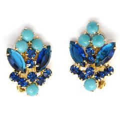 Blue Navettes Earrings Clip