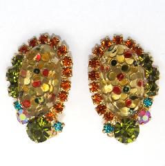 Multiple Colors Oval Spotted Earrings Clip