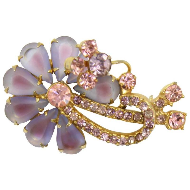 Front view of Pink Pear Frosted Brooch