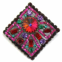 Red Baguettes Rivoli/Margarita Brooch