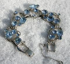 Blue Emerald Cut Bracelet 5 Link