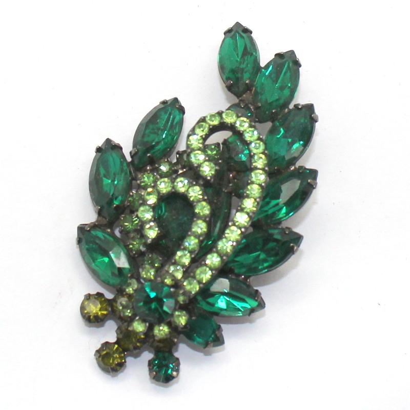 Front view of Green Pear Brooch