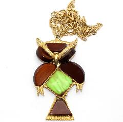 Green Square Wood Pendant