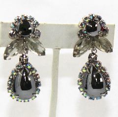Hematite Pear Earrings Clip