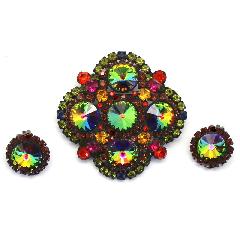 Multiple Colors Chatons Only Rivoli/Margarita Brooch