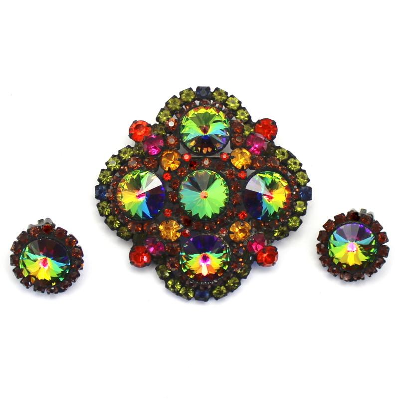 Front view of Multiple Colors Chatons Only Rivoli/Margarita Brooch
