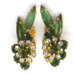 Green Navettes Earrings Clip
