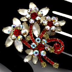 White (chalk Or Milk) Navettes Frosted Brooch