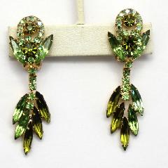 Green Navettes Earrings Clip