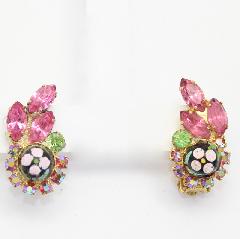 Pink Navettes Painted (hand/Transfer) Earrings Clip