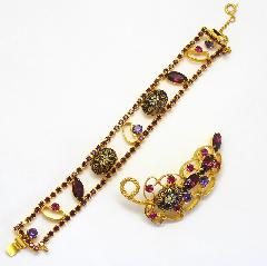 Purple (cardinal) Navettes Molded/Cut Bracelet Flat Push In