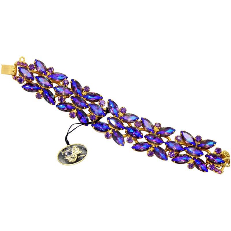 Front view of Purple (cardinal) Navettes Spotted Bracelet 5 Link