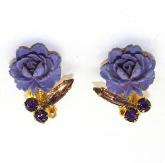 Purple (cardinal) Navettes Plastic Earrings Clip