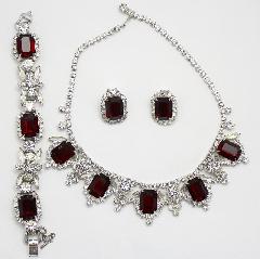 Red Emerald Cut Bracelet 5 Link